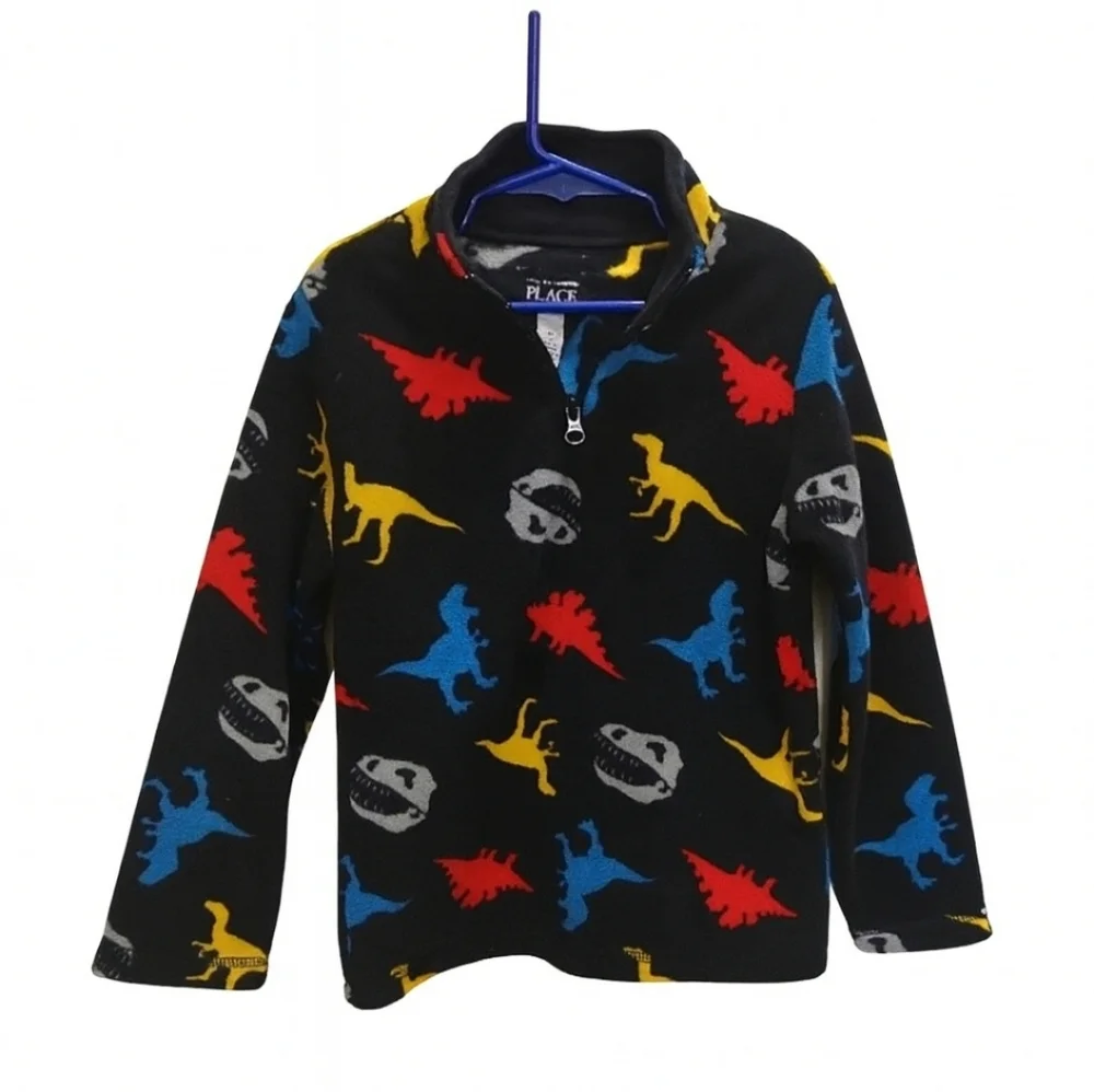 Childrens Place Black Dinosaur Boys Fleece Sz 5T